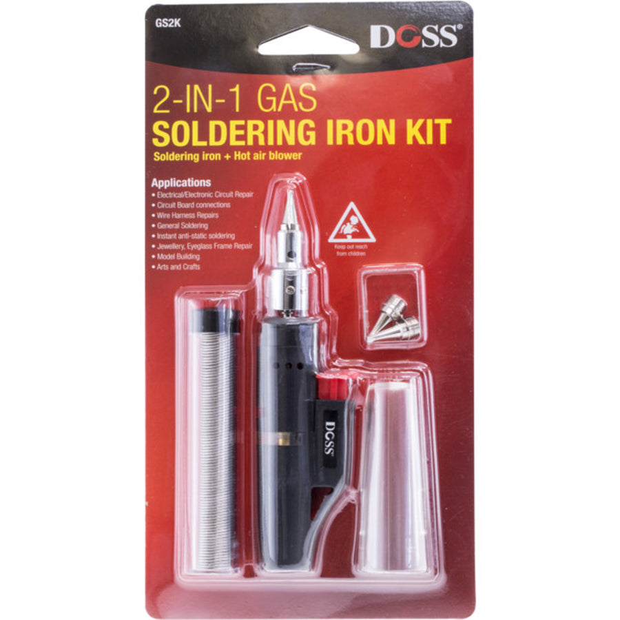 2in1 Hot Air Blower & Gas Soldering Iron Kit with Spare Tip & Solder