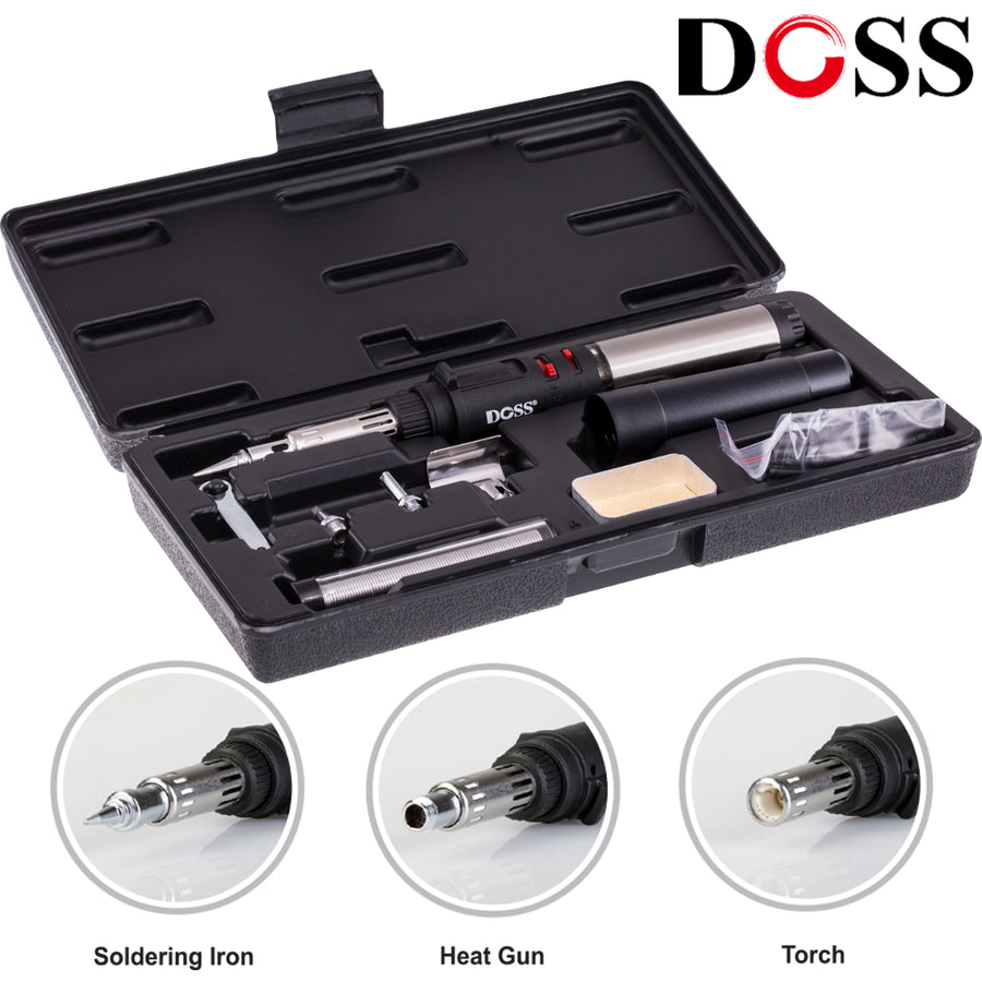 DOSS GSP3K 3in1 PRO Gas Soldering Iron Blow Torch & Hot Air Heat Gun Kit