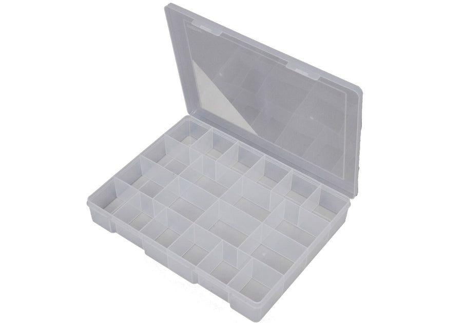 Fischer Fully Transparent 20 Compartment 350x270x55mm Large Parts Storage Case