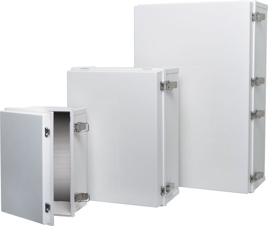 400x220x600mm IP66 UV ABS Hinged Door Wall Cabinet Includes Internal Baseplate