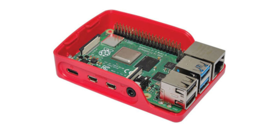 Red And White ABS Box To Suit Raspberry Pi 4 with Dual Micro HDMI and USB Ports