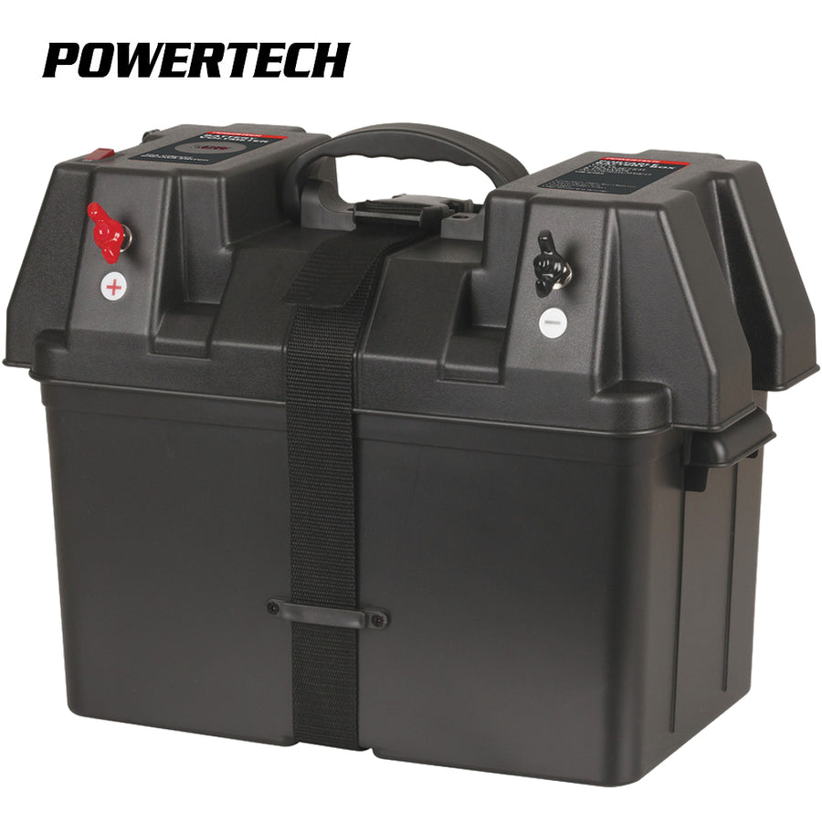 Powertech Battery Box With Voltmeter And USB Charge multiple connection points