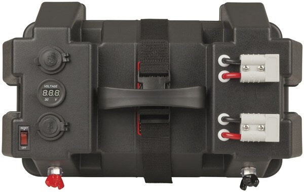 Powertech Battery Box with Voltmeter and Dual USB Charger and Dual And ...