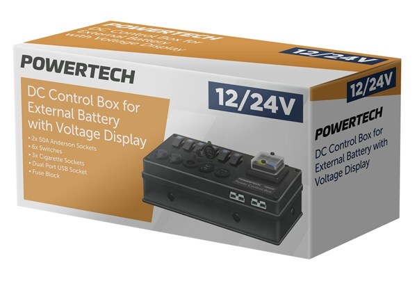 Powertech DC Control Box for External Battery Voltage Display 2 x 50A Andersons