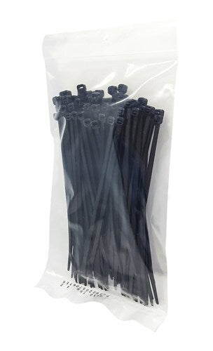 150mm Black Cable Ties Pk.100 for black nylon UV Resistant