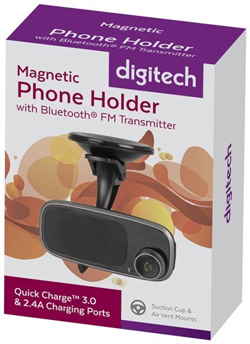 Digitech Magnetic Phone Holder with Bluetooth FM Transmitter