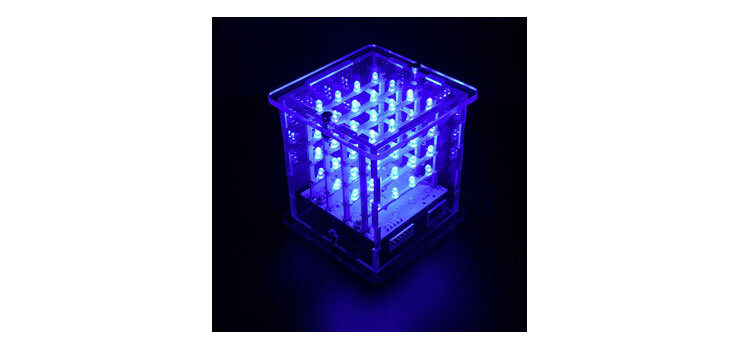 Arduino Based Blue LED Acrylic Cube Lighting Kit 4x4x4 – Bourne Electronics