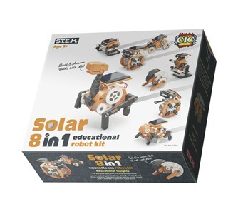 Solar Powered Multi Sized 8 in 1 STEM 194 Pieces Educational Robot Kit Age 8+
