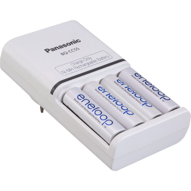 Panasonic Eneloop BQ-CC55 NiMH 2Hr Quick Battery Charger with 4 AA Batteries