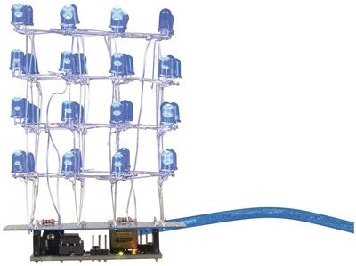 Maycar Build Blue Programmable 64 LED Cube 4 x 4 x 4 Learn to Solder Kit