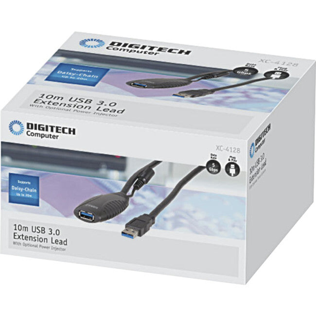 Digitech USB3.0 Active USB Type A Standard Plug & Play Extension Lead Black 10m