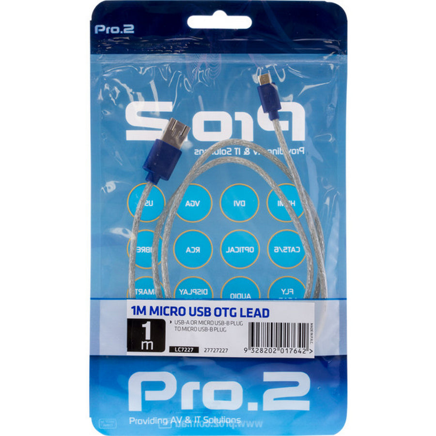 Pro.2 USB-A Micro-B To Micro-B Plug Micro USB-B OTG 2in 1 Lead 1m