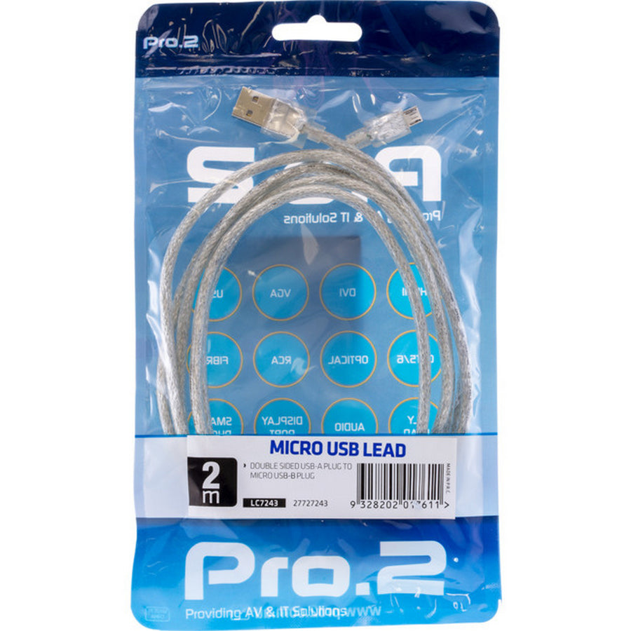 Pro.2 USB-A Plug USB-B Transparent Micro USB Lead 2m