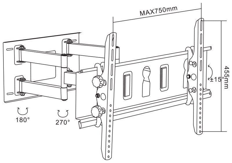 DOSS LCD08B Large LCD LED TV Bracket suit 32 to 80 inch max 70kg Black