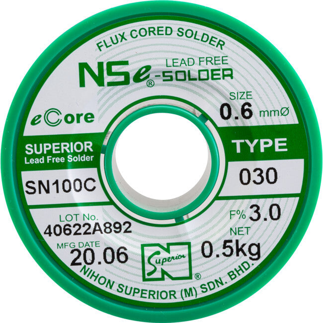 NIHON SUPERIOR SN100C 0.6mm Flux Cored Lead Free Solder Roll 500g