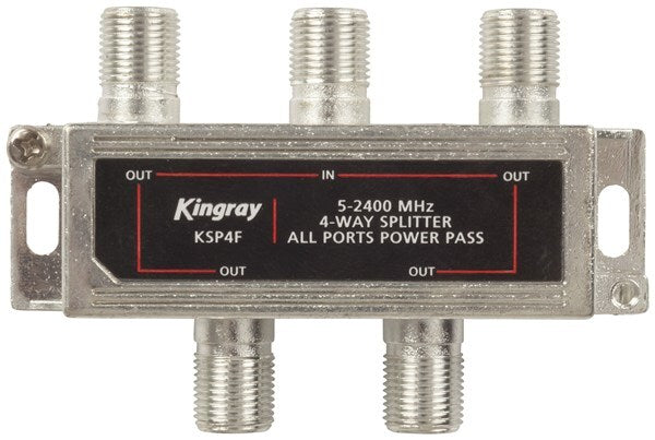 Kingray KPS4F 5-2400Mhz 4Way F-Type Metal Wall Mount Splitter