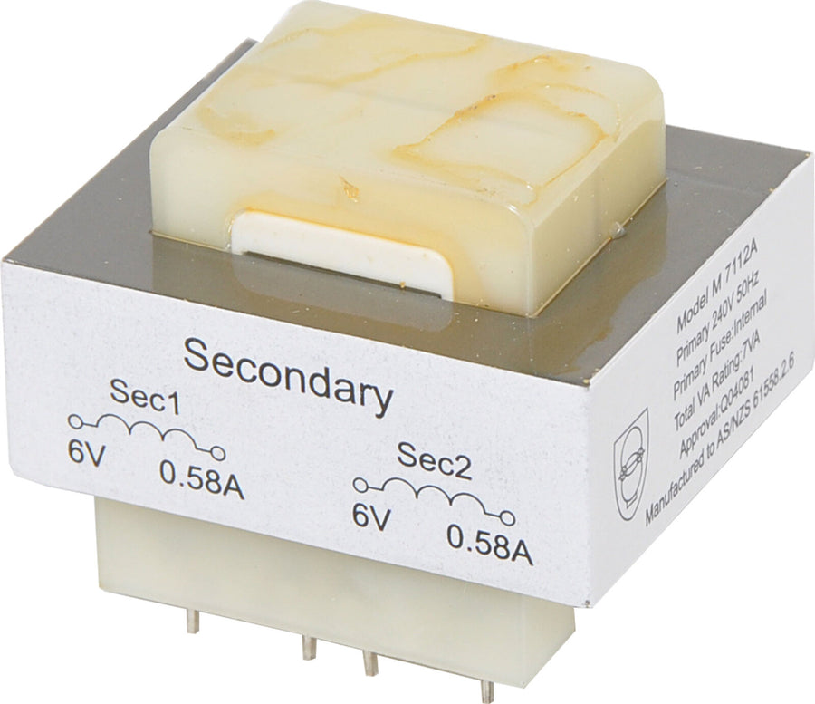 Powertran 7VA 6 plus 6V High Output PCB Transformer 240V 50Hz Primary