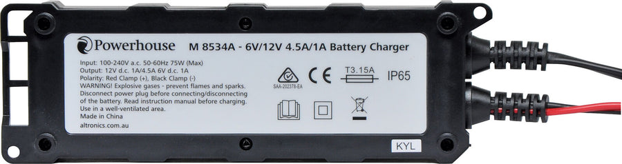 Powerhouse 6V-12V 4.5A-1A Automotive Lithium Battery Charger Short Circuit