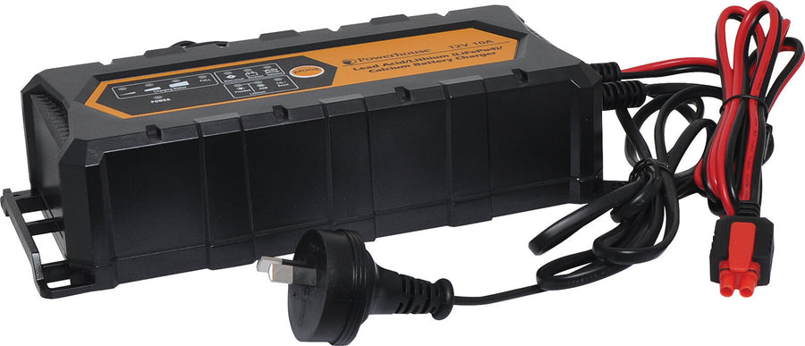 Powerhouse 12V 10A Automotive Battery Charger AGM & Flooded Modes Short Circuit