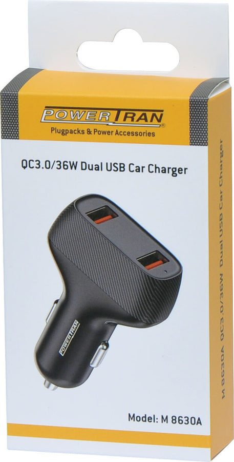 Powertran QC3.0-36W Dual USB A Ports Car Multiple Devices Charger