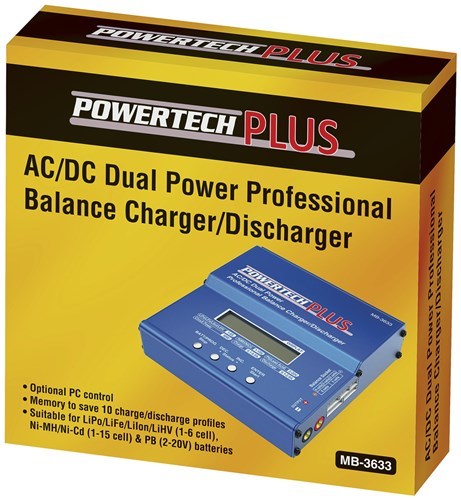 Powertech plus AC DC Dual power Lipo Pb NiMh NiCad Balance Charger Discharger