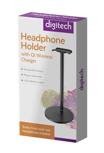 Digitech Headphone Holder with Qi Wireless Charger Sturdy Sleek Design