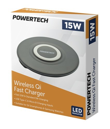 Powertech Wireless Qi Fast Charger USB-C Powered Fast 15W Charging