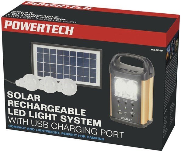 Powertech 7W 6V 4.5Ah SLA Monocrystalline Solar Recharge LED Light Kit