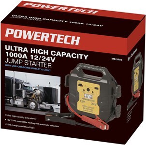 Powertech 1000A 12-24V Lightweight Ultra High Capacity Lithium Car Jump Starter