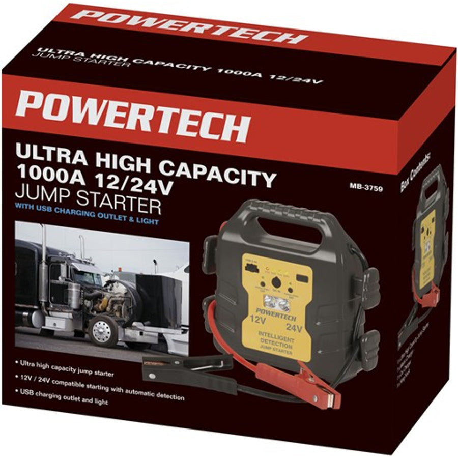 Powertech 1000A 12-24V Lightweight Ultra High Capacity Lithium Car Jump Starter