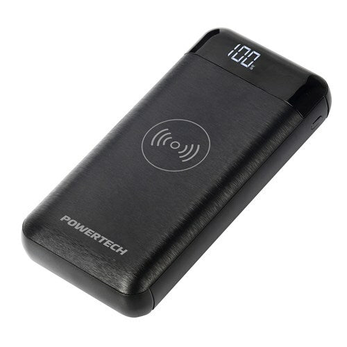 Powertech 5V-12V 20000mAh Power Bank with 2 x USB and Wireless Charger Black