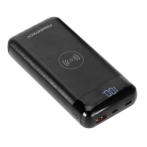 Powertech 5V-12V 20000mAh Power Bank with 2 x USB and Wireless Charger Black