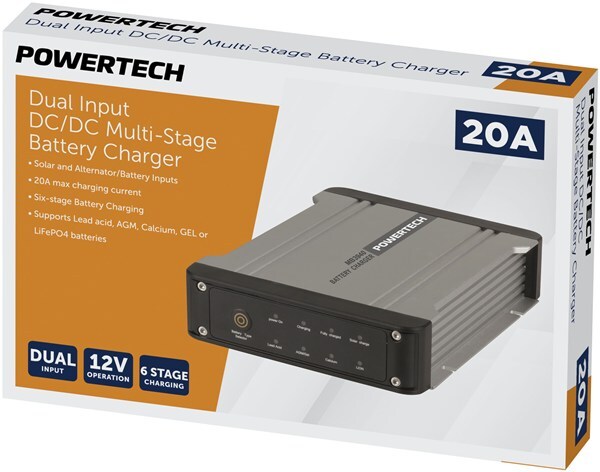 Powertech Dual Input 20A DC Multistage Battery Charger for Lithium Battery