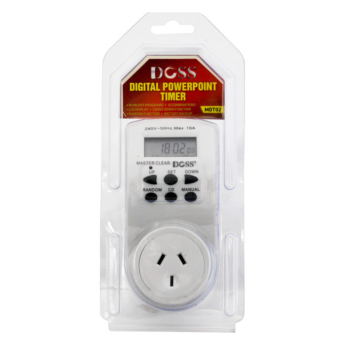 DOSS MDT02 7Day 24Hrs 10 ON OFF Program Mains Digital Electrical Timer