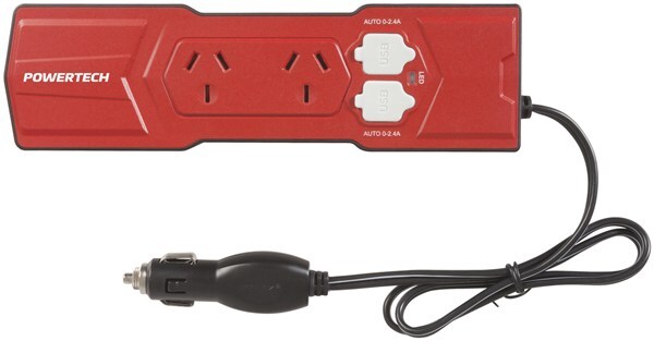 Powertech 200W Inverter with 4 USB Outlets Dual mains sockets USB Ports 5VDC