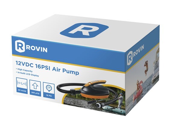 Rovin 12VDC 16PSI Air Pump Up to 70L/min Airflow 3m Hose suitable for airbeds