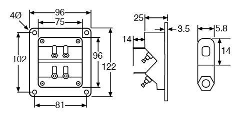 Speaker Terminal 4 Way Binding Post Gold Rect with stripped wire