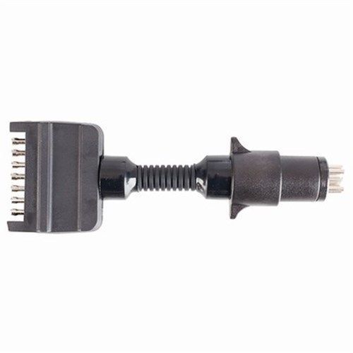 Trailer Adaptor - 7 Pin Flat Plug to 7 Pin Small Round Socket 30cm Black