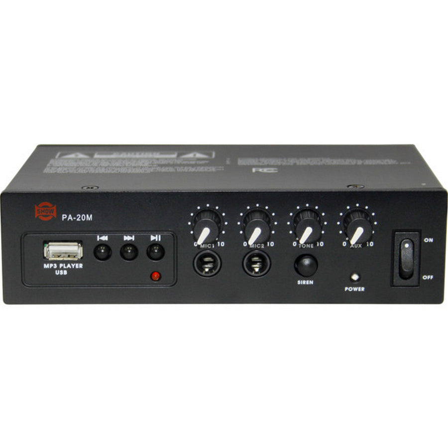 SHOW 20W DC12V Class D Amplifier Mp3 Siren 2Xmic Aux In