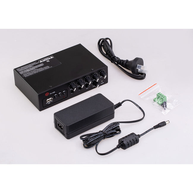 SHOW PA40M 40Watt DC12V Class D Amplifier with MP3 Siren Switch 2x Mic Aux In