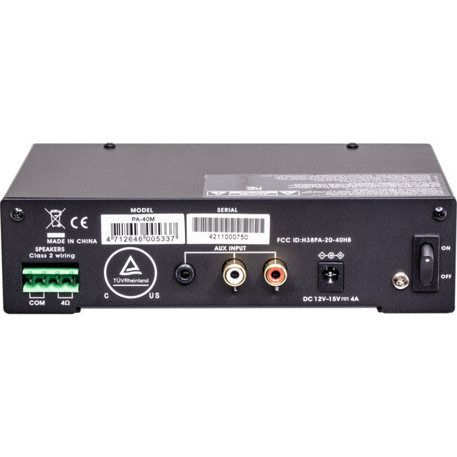 SHOW PA40M 40Watt DC12V Class D Amplifier with MP3 Siren Switch 2x Mic Aux In