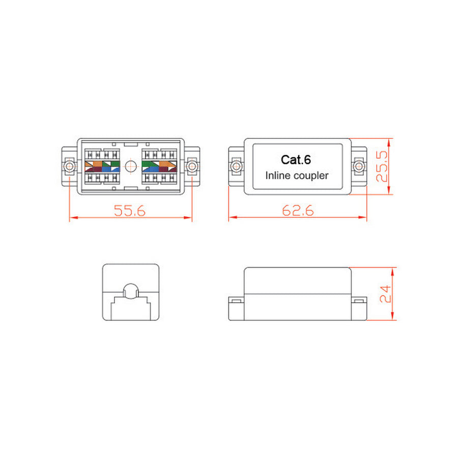 DOSS Punch Down CAT6 Inline Coupler Joiner