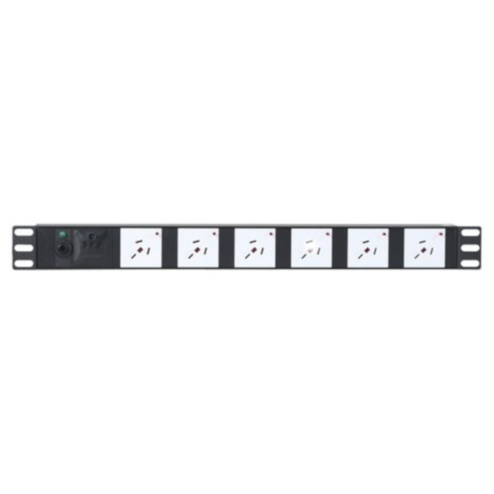 Horizontal Power Rail with SPD - 6 way 10A GPO PDU 10A GPO Input GPO-L ...