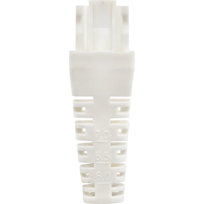 T3 Innovation CAT5E CAT6 7.5mm Trimmable RJ45 Rubber Boot White 100 Pk