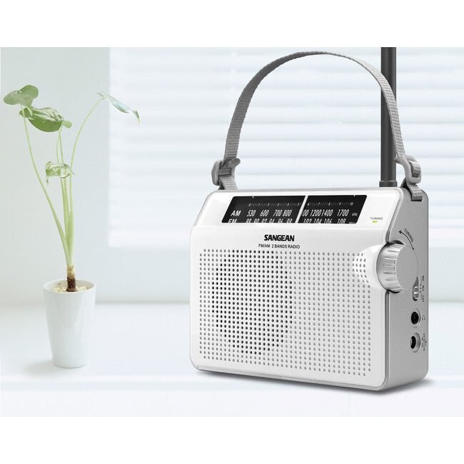 Sangean PRD6W Portable AM FM Analouge Radio AC & DC Operation White