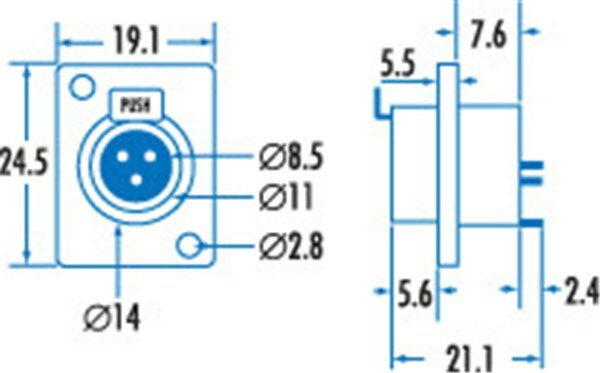 3 Pin Chasis Female Mini XLR Style Connector