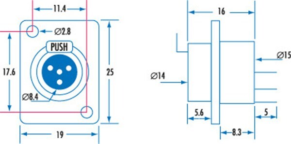 4 Pin Chassis Female Mini XLR Style Connector