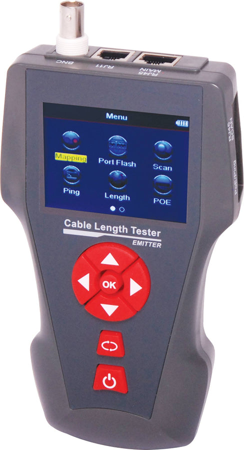 Network & Coaxial Cable Length Tester With PoE/PING