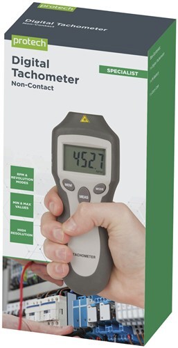 Protech Min-Max Memory Non-Contact Fast & Accurate RPM LCD Digital Tachometer