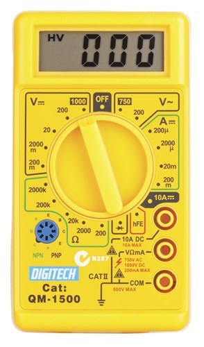 Digitech Low Cost Digital Multimeter Overload Protected For Car or Toolbox